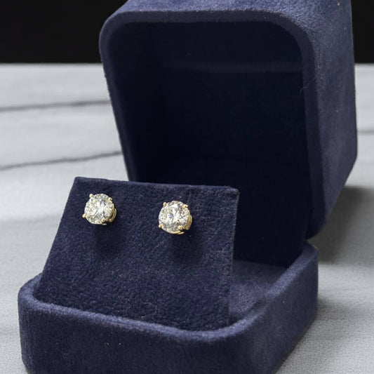 2.04cttw Lab-Grown Diamond Stud Earrings in 14K Yellow Gold Side
