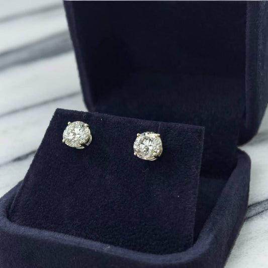 2.06cttw Lab-Grown Diamond Stud Earrings in 14K White Gold Side