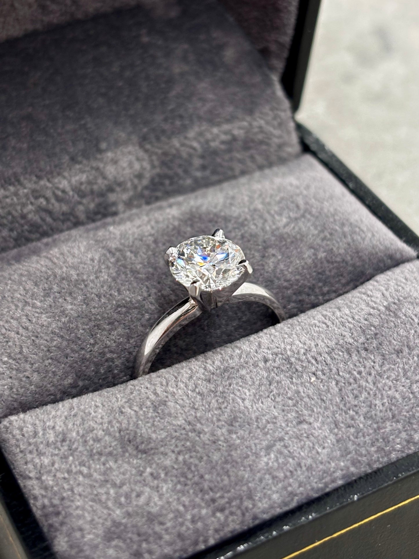 2ct VVS2 Round Cut Solitaire Lab Grown Diamond Ring | 14K White Gold, IGI Certified