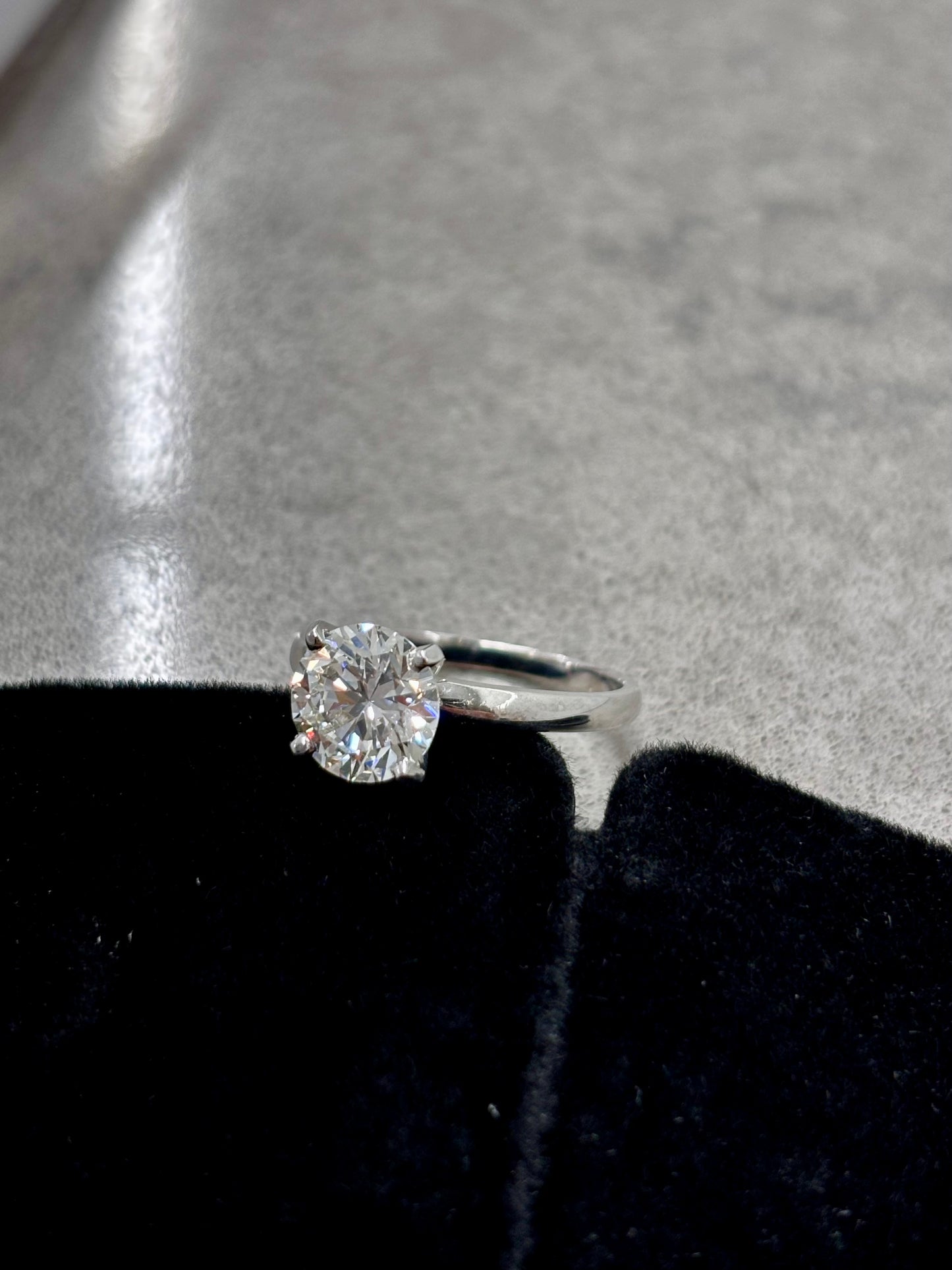 2ct VVS2 Round Cut Solitaire Lab Grown Diamond Ring | 14K White Gold, IGI Certified