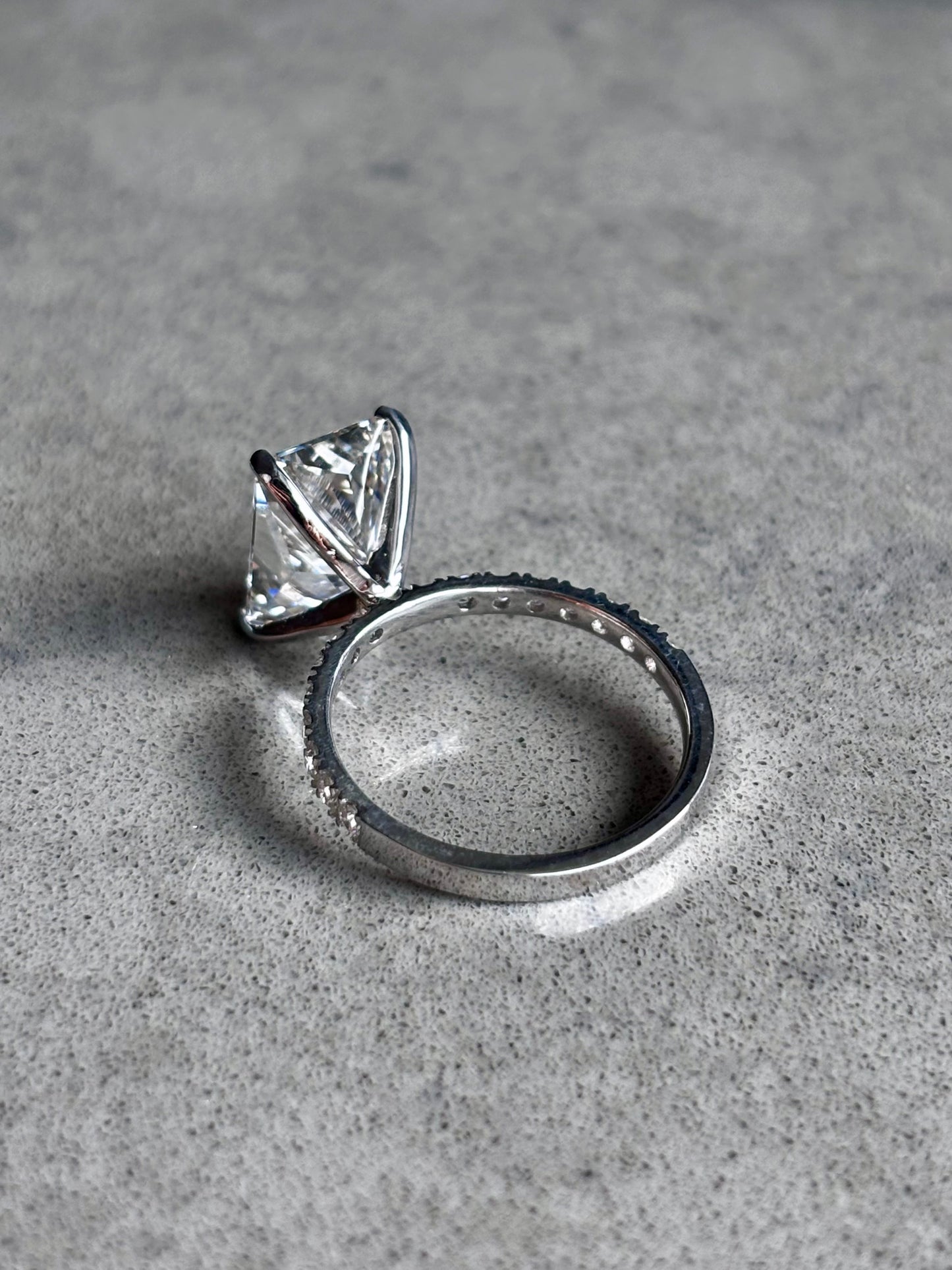 5.63ct VVS2 Radiant Cut Lab Grown Diamond Ring | 14K White Gold, IGI Certified