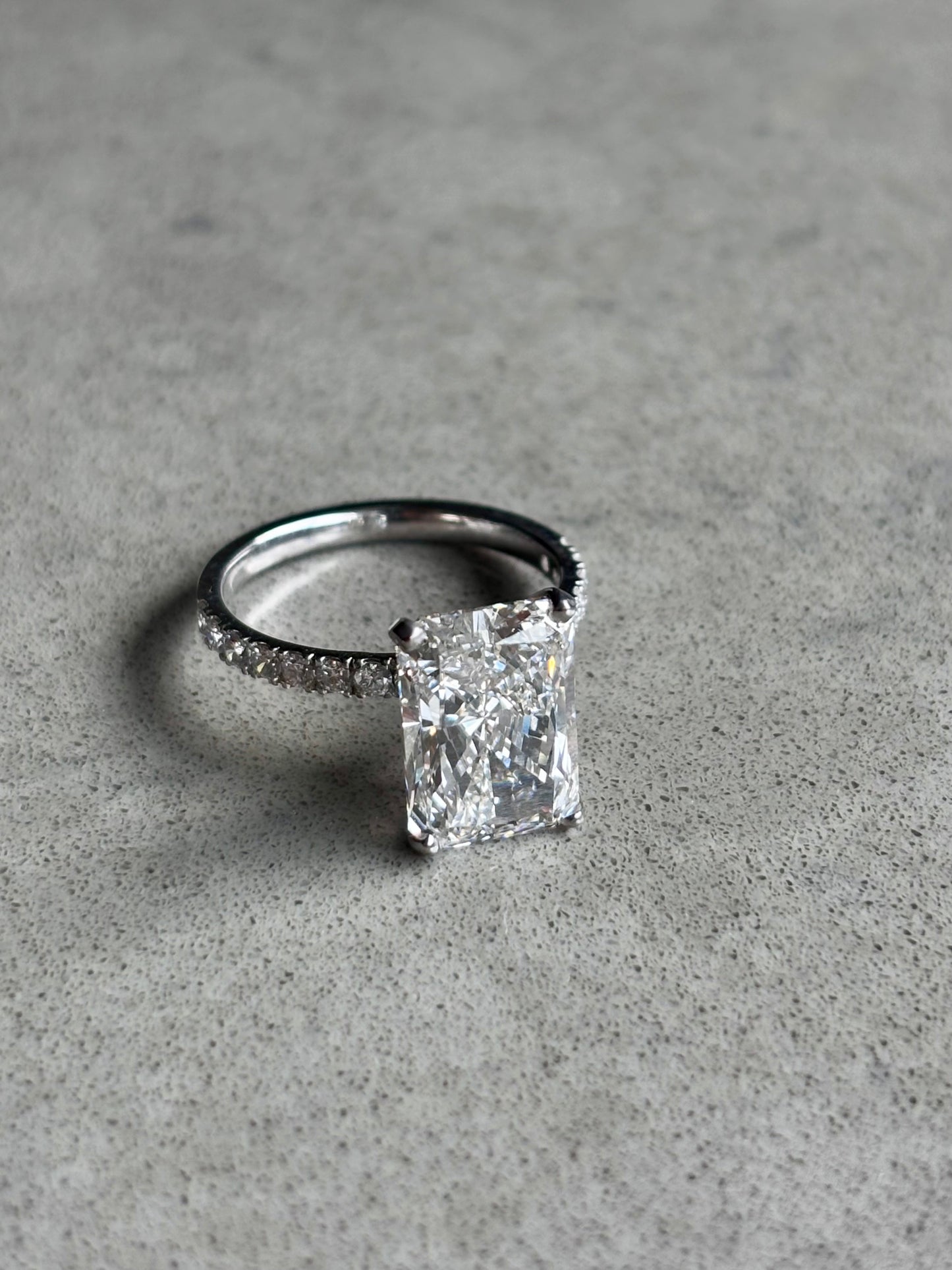 5.63ct VVS2 Radiant Cut Lab Grown Diamond Ring | 14K White Gold, IGI Certified
