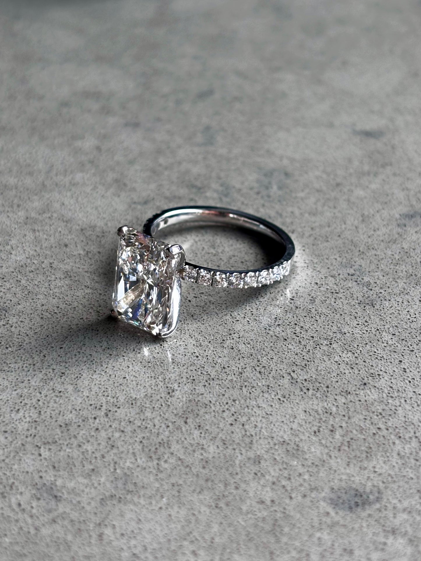 5.63ct VVS2 Radiant Cut Lab Grown Diamond Ring | 14K White Gold, IGI Certified