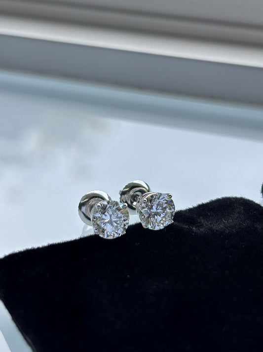 2.00cttw_E_VVS2_Round_Cut_Basket_Lab_Grown_Diamond_Stud_Earring_14K_Gold_front