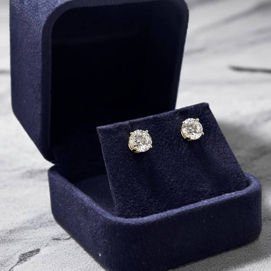 2.04cttw Lab-Grown Diamond Stud Earrings in 14K Yellow Gold Front