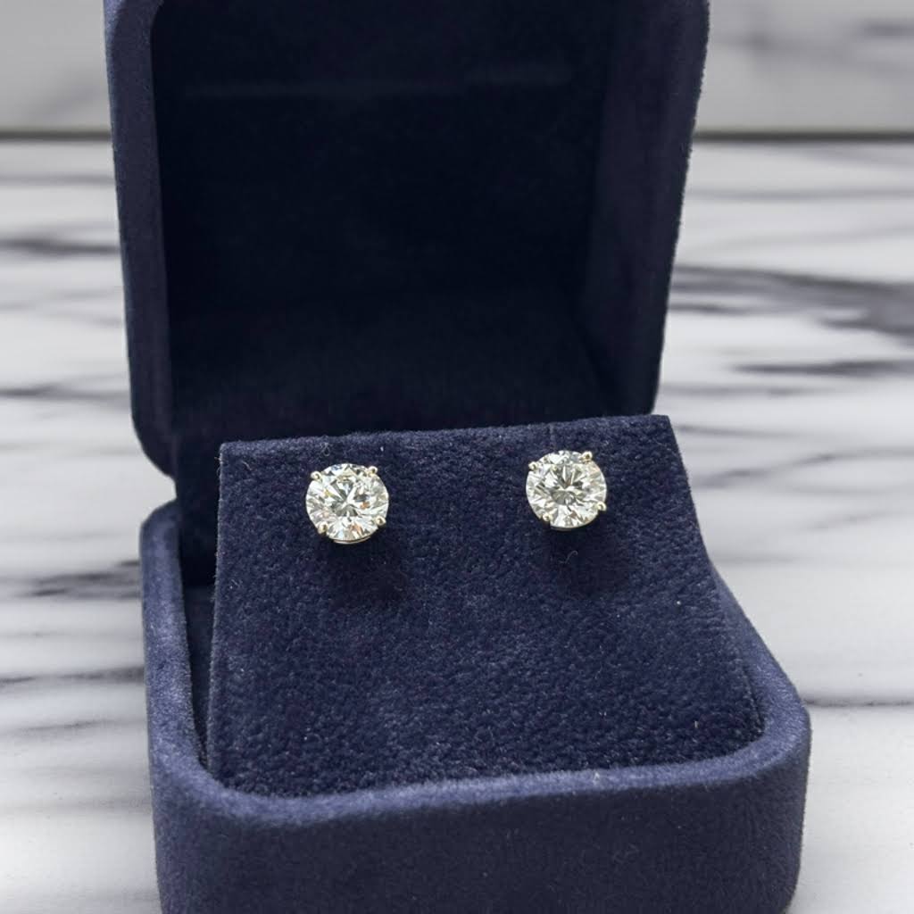 2.06cttw Lab-Grown Diamond Stud Earrings in 14K White Gold Front
