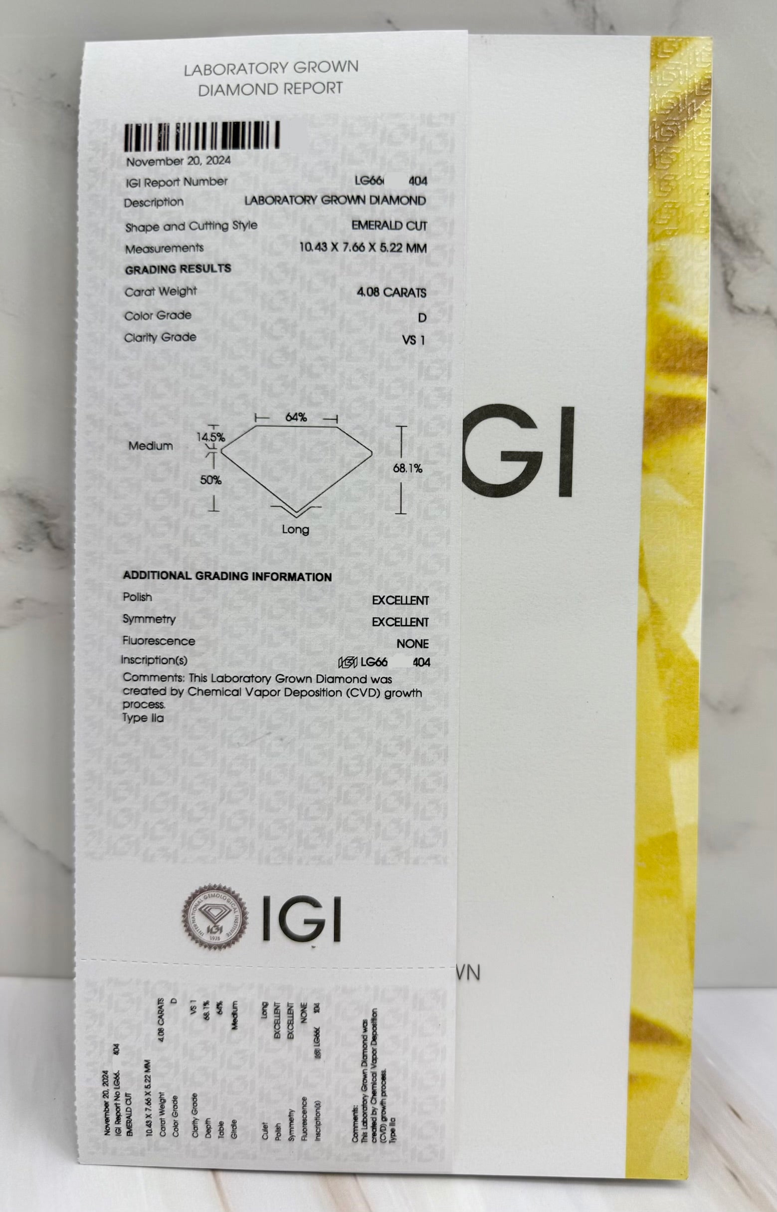 4.68cttw_VS1_Emerald_Cut_Lab_Grown_Diamond_Ring_14K_White_Gold_IGI_Certified_igi certificate