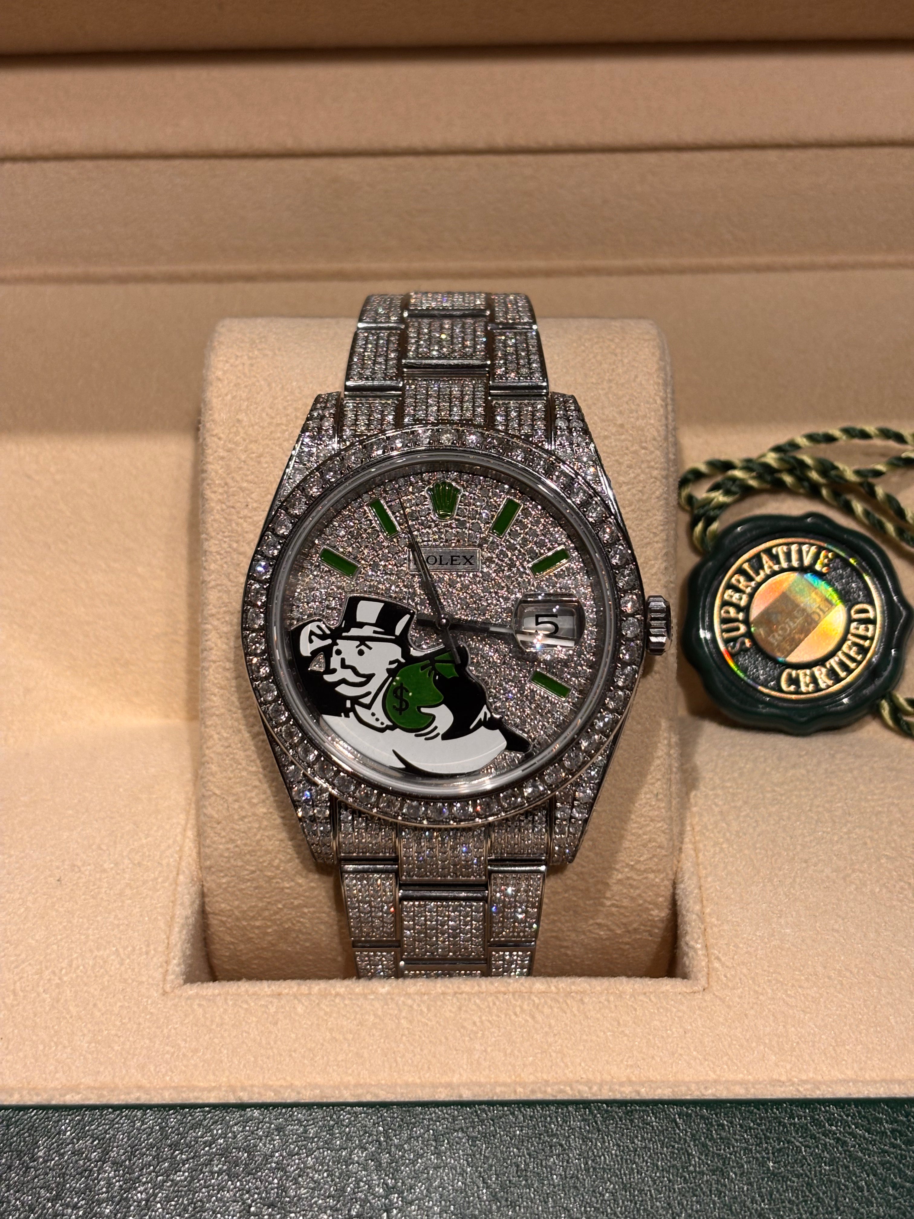 Diamond Rolex Datejust 41, Custom Monopoly Dial