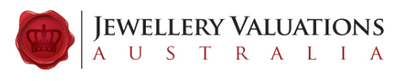 Logo of Jewellery Valuations Australia with a red emblem featuring a crown.