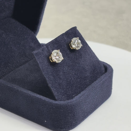 2.04cttw Lab-Grown Diamond Stud Earrings in 14K Yellow Gold, Rotating Video